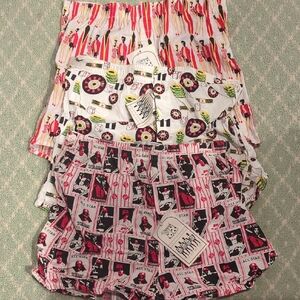 Set Of Three With Tags Graphic Retro Boxers Graphic Boxer Shorts L All Cotton.